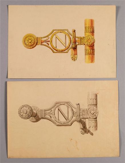 Two designs for racks with Napoleon's cipher by Pierre-François-Léonard Fontaine