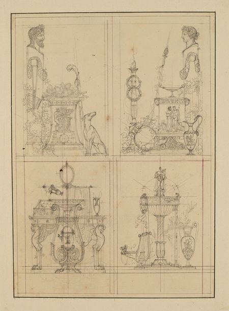 Artwork by Charles Percier, Untitled, Made of Pen And Red Ink, Black Stone