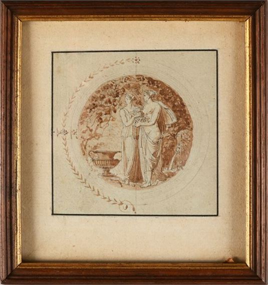 Two vestals in a medallion