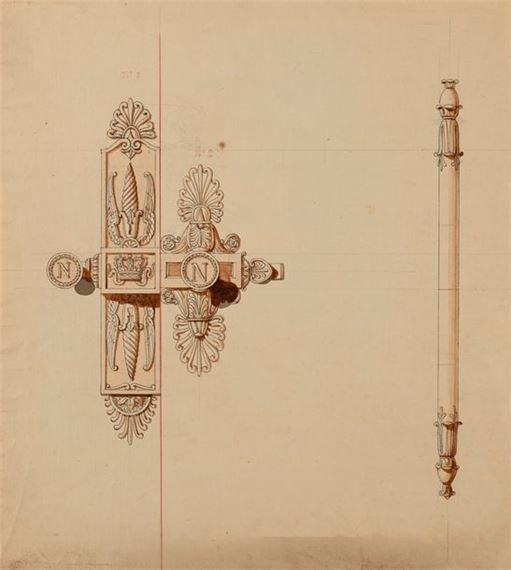 Project for a latch with Napoleon's cipher by Pierre-François-Léonard Fontaine