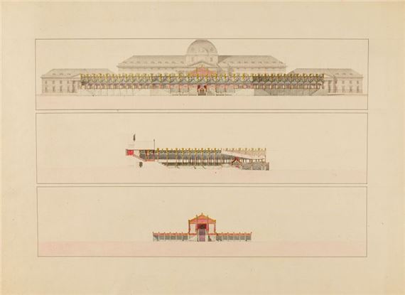 Plans for the facade of an imperial tribune, for the Assemblée du champ de mai on June 1, 1815 by Pierre-François-Léonard Fontaine, June 1, 1815