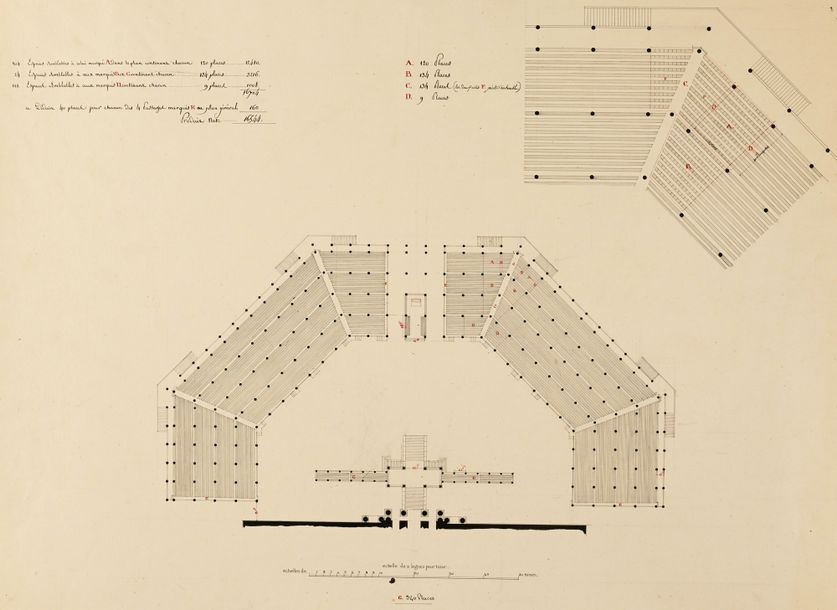 Artwork by Pierre-François-Léonard Fontaine, Design for the imperial rostrum at the May Field Assembly on June 1, 1815, Made of Pen And Black And Brown Ink, Black, Gray And Brown Wash, Watercolor Over Black Stone Lines