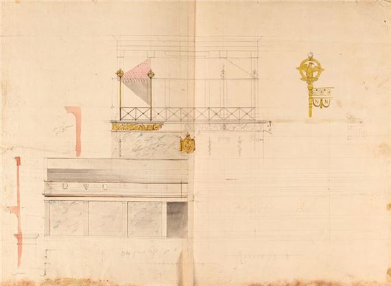 Plans for the decor of the Grand Balcony of the Tuileries by Charles Percier