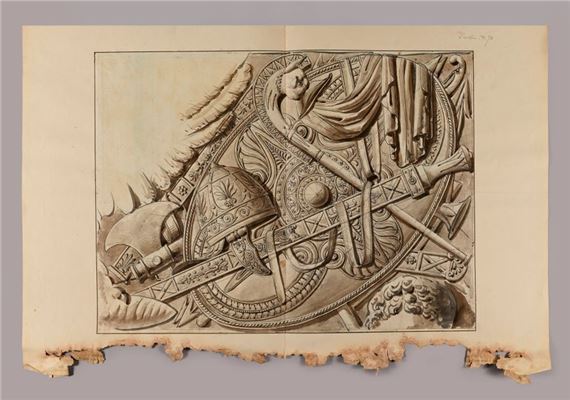 Two military trophies for the mantelpiece in the Caryatids room of the MusÃ©e NapolÃ©on