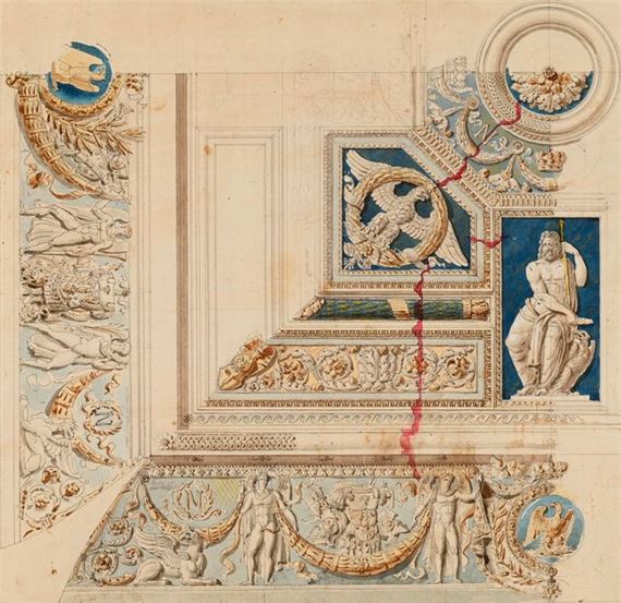 Ceiling of the Emperor's bedroom at the Tuileries Palace by Charles Percier, 1812