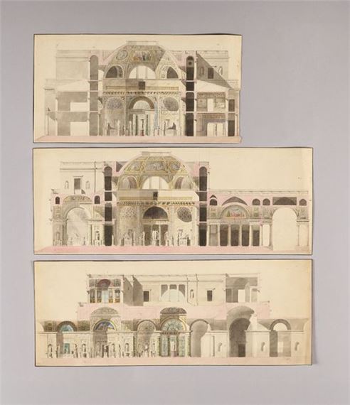 Three sections for a museum project on the Grenelle plain