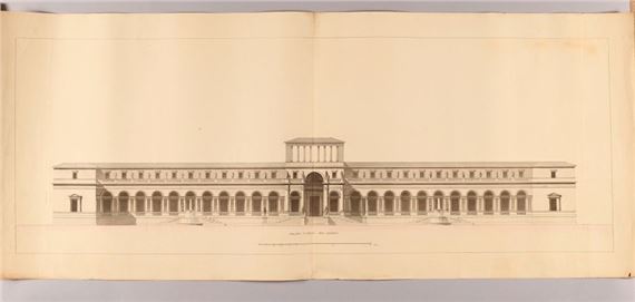 Two facade and elevation designs for the Imperial Palace on the Perrache peninsula by Charles Percier