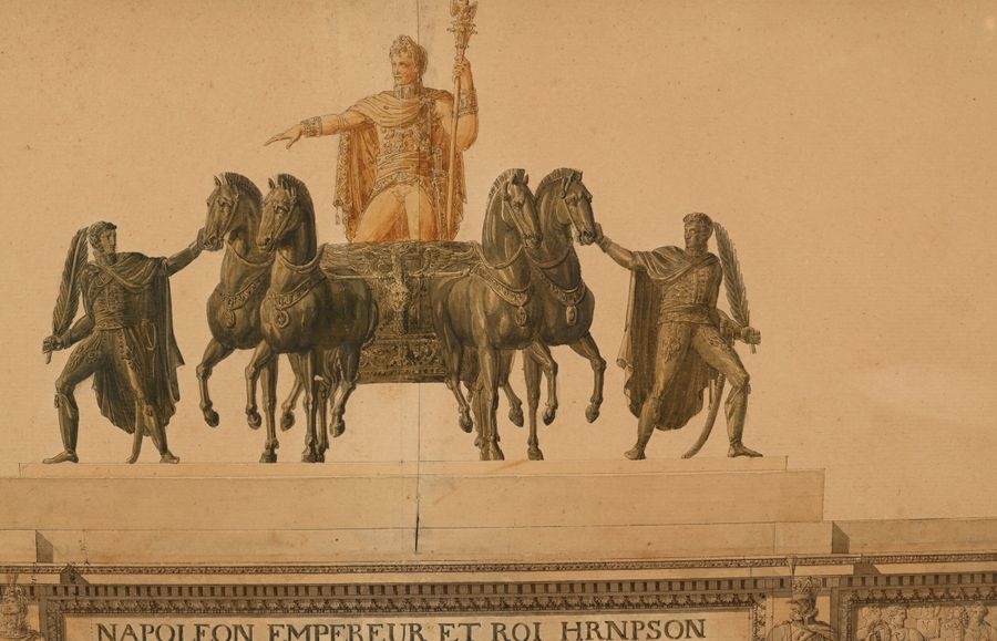 Artwork by Charles Percier, Project for the Carrousel Arch, Made of Pen And Black Ink, Gray And Brown Wash, Watercolor