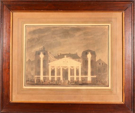 Illuminations for the faÃ§ade of the HÃ´tel du Consul on Place du Carrousel, Victory Day