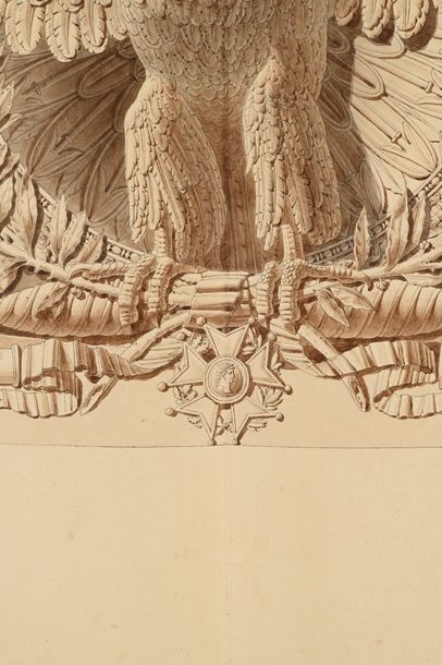 Artwork by Charles Percier, Designs for the spandrels of the Carrousel Arch, Made of Pen And Black Ink, Gray And Brown Wash Over Black Stone Lines