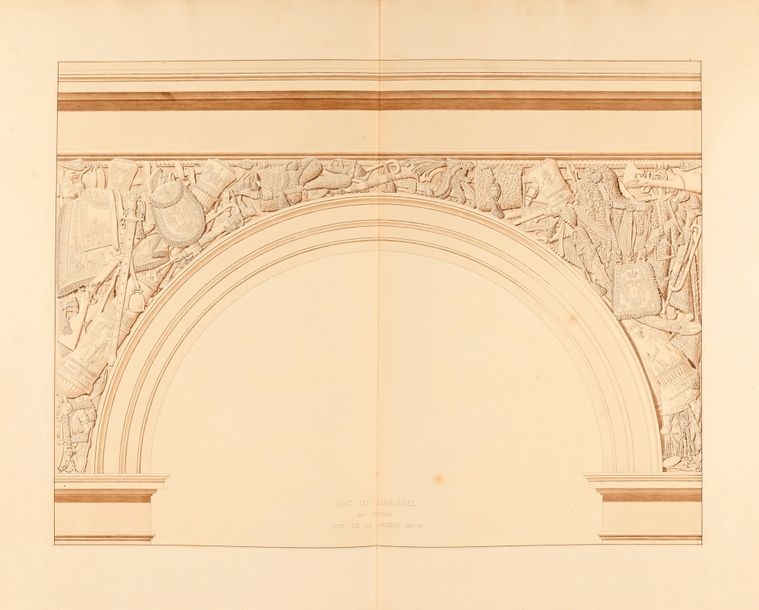 Artwork by Charles Percier, Designs for the spandrels of the Carrousel Arch, Made of Pen And Black Ink, Gray And Brown Wash Over Black Stone Lines