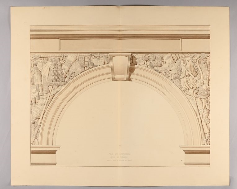 Artwork by Charles Percier, Designs for the spandrels of the Carrousel Arch, Made of Pen And Black Ink, Gray And Brown Wash Over Black Stone Lines