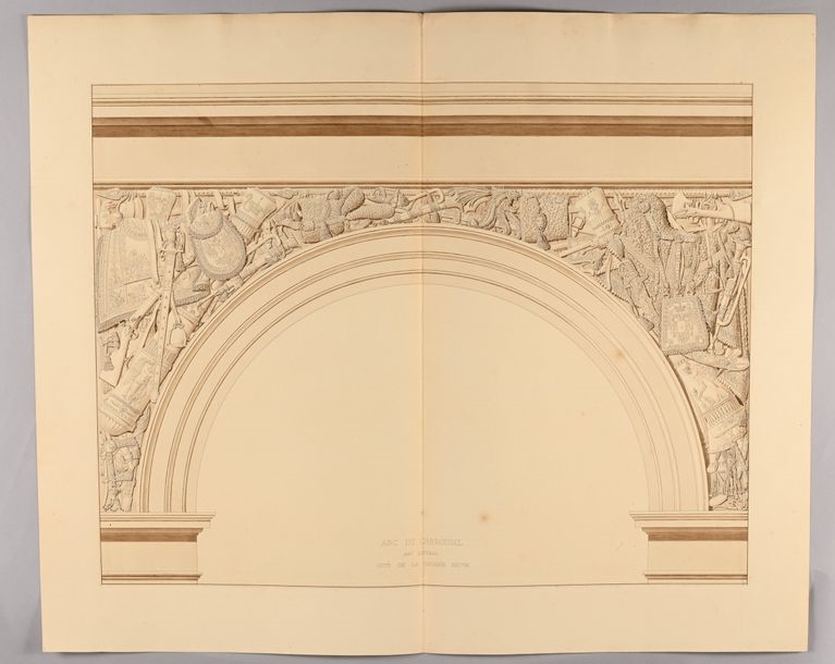 Artwork by Charles Percier, Designs for the spandrels of the Carrousel Arch, Made of Pen And Black Ink, Gray And Brown Wash Over Black Stone Lines