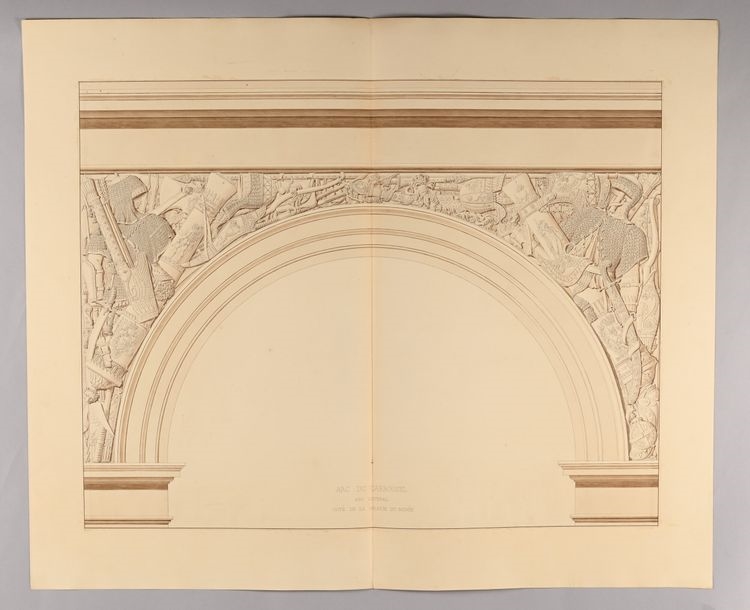Artwork by Charles Percier, Designs for the spandrels of the Carrousel Arch, Made of Pen And Black Ink, Gray And Brown Wash Over Black Stone Lines
