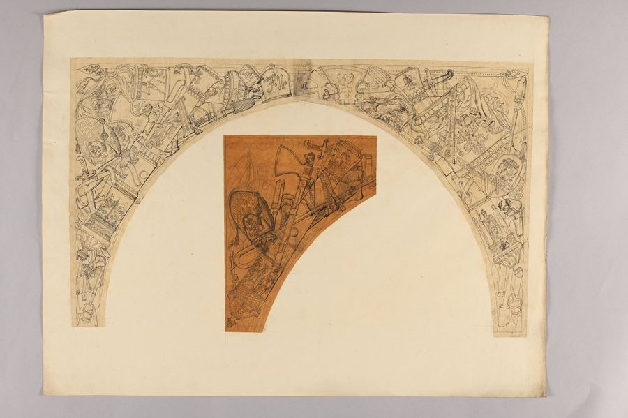 Artwork by Charles Percier, Set designs for the Arc du Carrousel, Made of Pierre Noire, Pen And Black, Gray And Brown Ink, Black, Gray And Brown Wash, Some On Tracing Paper