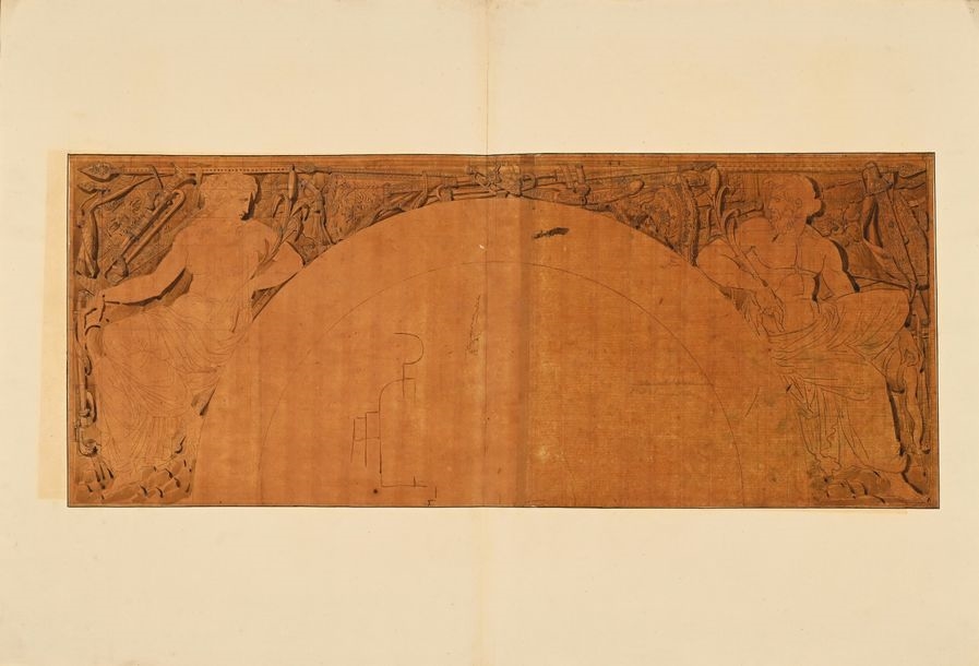 Artwork by Charles Percier, Set designs for the Arc du Carrousel, Made of Pierre Noire, Pen And Black, Gray And Brown Ink, Black, Gray And Brown Wash, Some On Tracing Paper