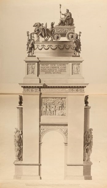 Artwork by Charles Percier, Two designs for the Arc de Triomphe de l'Étoile under the Empire, Made of Pen And Black Ink, Gray Wash Over Black Stone Lines