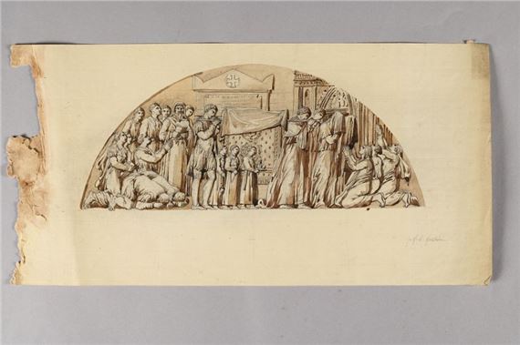Project for the bas-relief on the reverse of the entrance: Transfer of the body of Louis XVI to Saint Denis