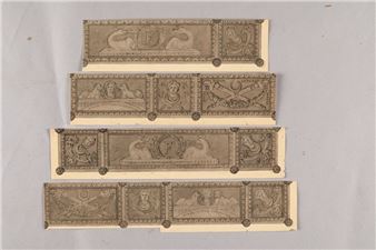 Four friezes decorated with dogs and salamanders bearing the cipher of FranÃ§ois 1er - Charles Percier