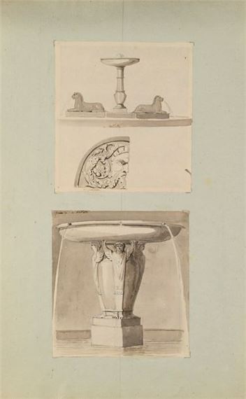 Two studies of fountains after the antique by Pierre-François-Léonard Fontaine