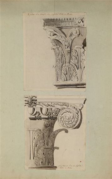 Studies of the capitals of the Temple of Jupiter Stator and the Temple of Septimius Severus in Rome
