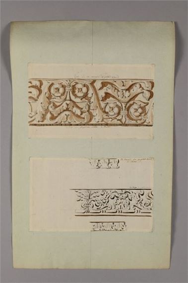 Studies of the cornice friezes of the Arch of Septimius Severus and the Temple of Jupiter Stator in Rome