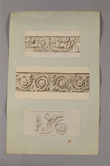 Three studies of friezes after the House of Pilate, the Palazzo Mattei in Rome and the Candelabrum of Saint Agnes