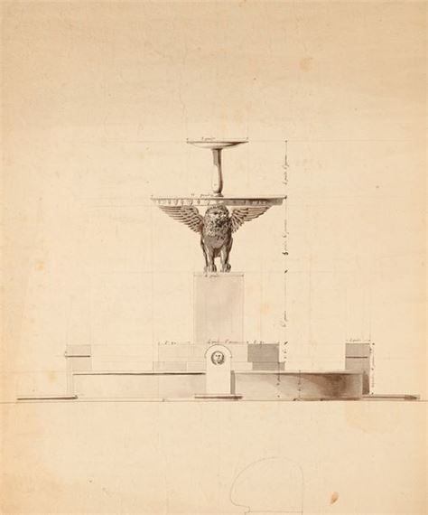 Project for a fountain with a winged lion by Charles Percier