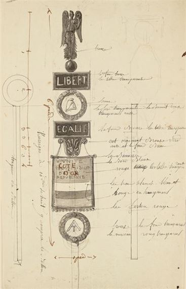 Project for a masthead for the Côte d'Or bearing the inscriptions LIBERTÉ and ÉGALITÉ, surmounted by a Victory