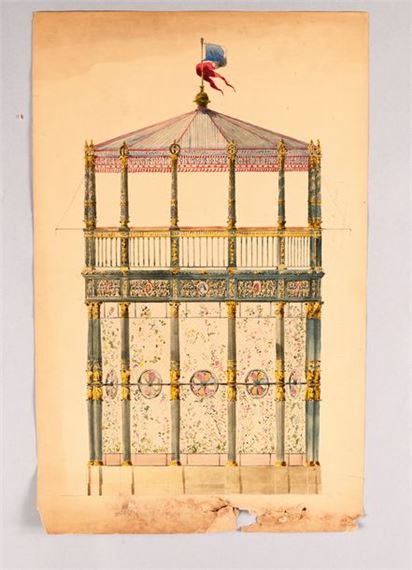 Two designs for a kiosk or aviary by Charles Percier