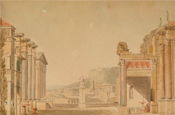 Décor for the opera "Denis le tyran, maître d'école à Corinthe by Pierre-François-Léonard Fontaine