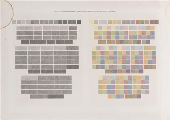 All one two three and four part combinations of lines in four directions and in four colors - Sol LeWitt