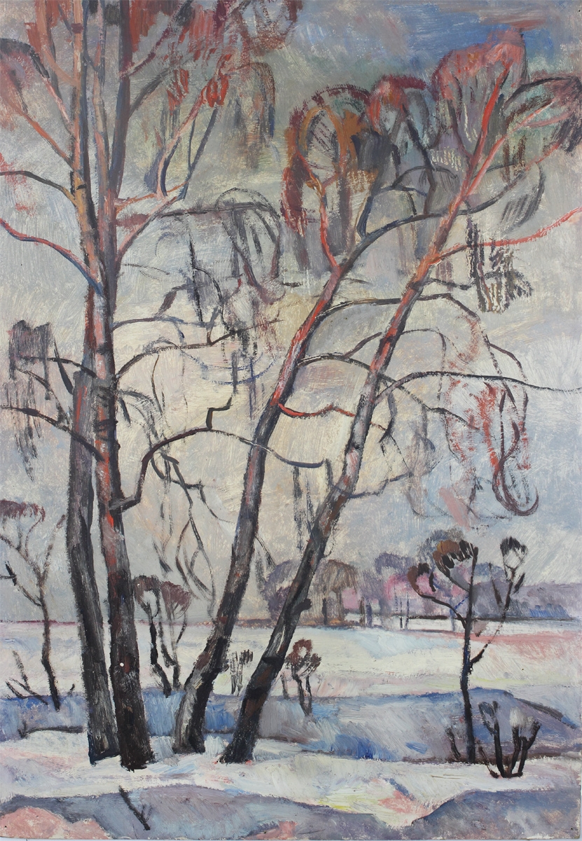 Artwork by Georgy Vasilyevich Khrapak, Early spring, Made of Cardboard, oil