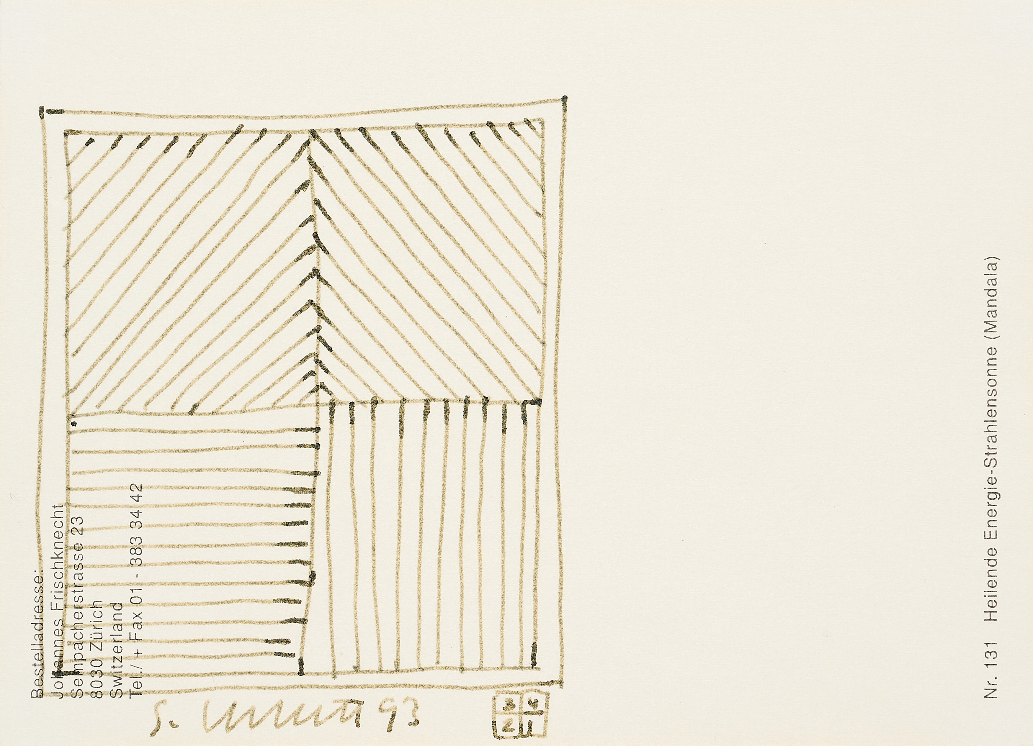 Artwork by Sol LeWitt, Mixed lot of 4 drawings, Made of Ink On Postcard Verso