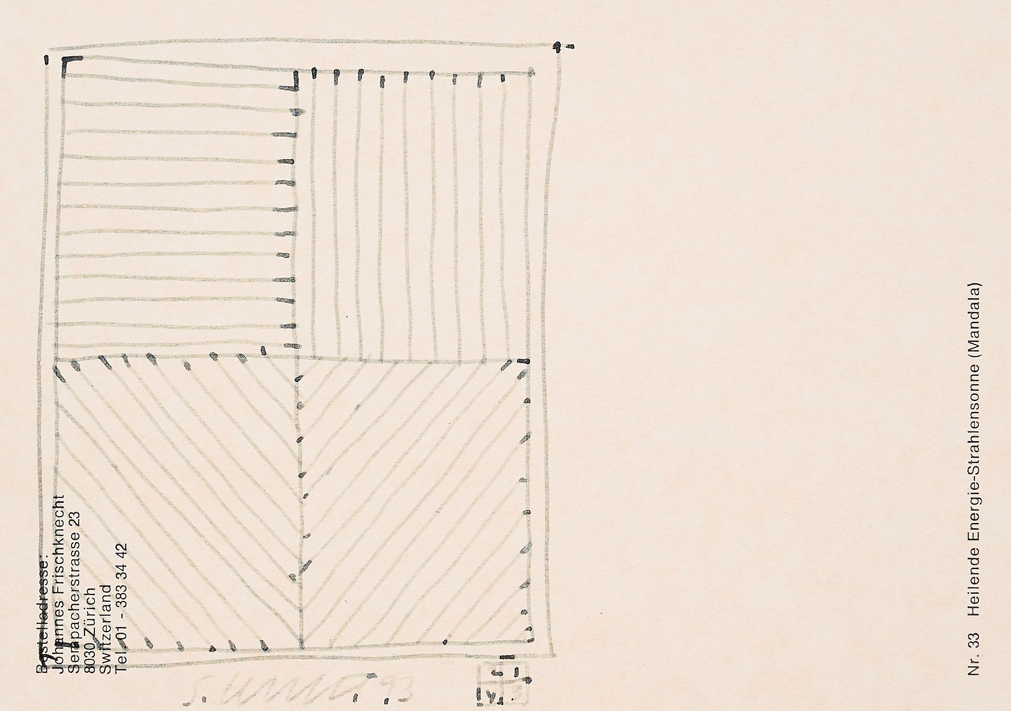 Artwork by Sol LeWitt, Mixed lot of 4 drawings, Made of Ink On Postcard Verso