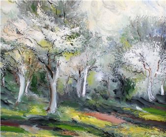 Flowers, oil/cardboard, 70x81 cm, 1990 - Jazeps Pigoznis