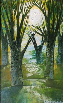 White Sun, oil/cardboard, 80x51 cm - Laimdots Mūrnieks