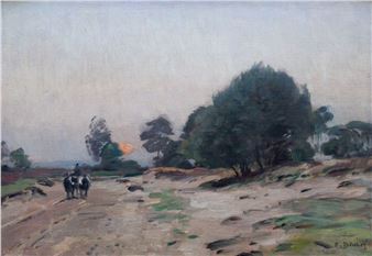 Landscape, oil/cardboard/canvas, 32 - Eugène Gustav Dücker