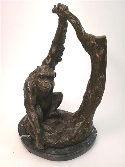 Bronze Chimpanzee Sculpture - Miguel Fernando López (Milo)