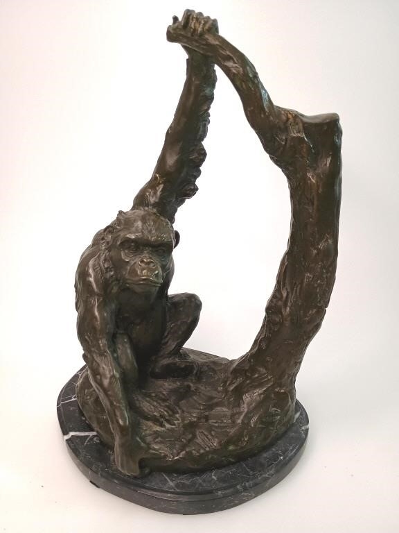 Artwork by Miguel Fernando López (Milo), Bronze Chimpanzee Sculpture, Made of Bronze