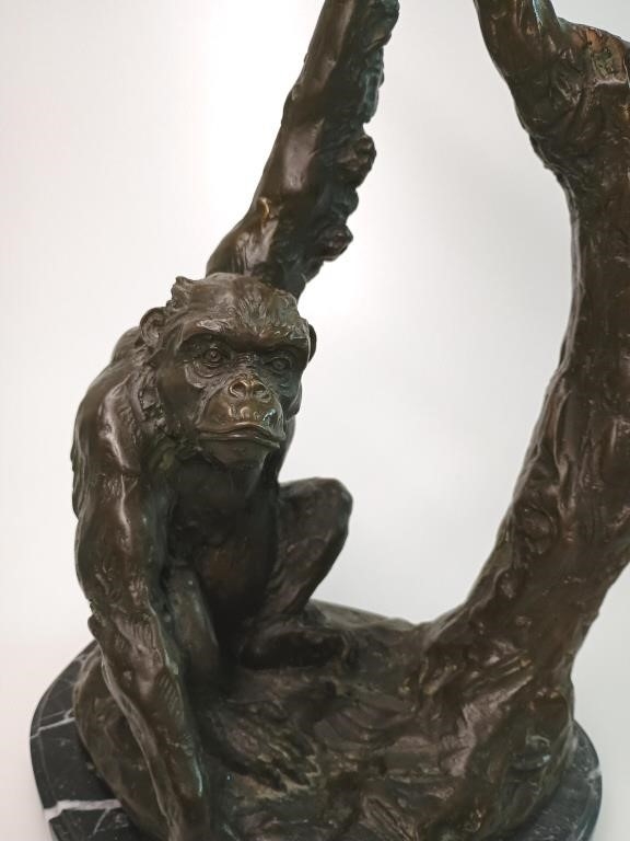Artwork by Miguel Fernando López (Milo), Bronze Chimpanzee Sculpture, Made of Bronze