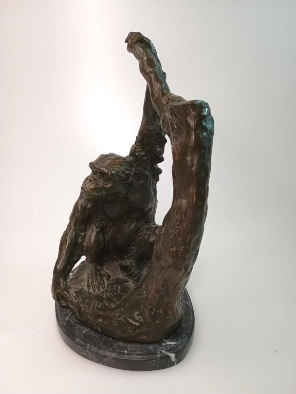 Artwork by Miguel Fernando López (Milo), Bronze Chimpanzee Sculpture, Made of Bronze