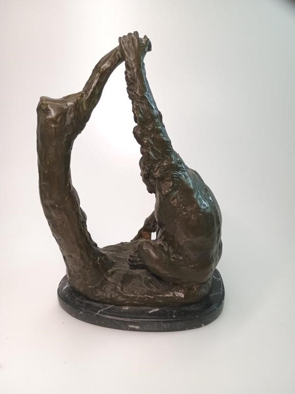 Artwork by Miguel Fernando López (Milo), Bronze Chimpanzee Sculpture, Made of Bronze