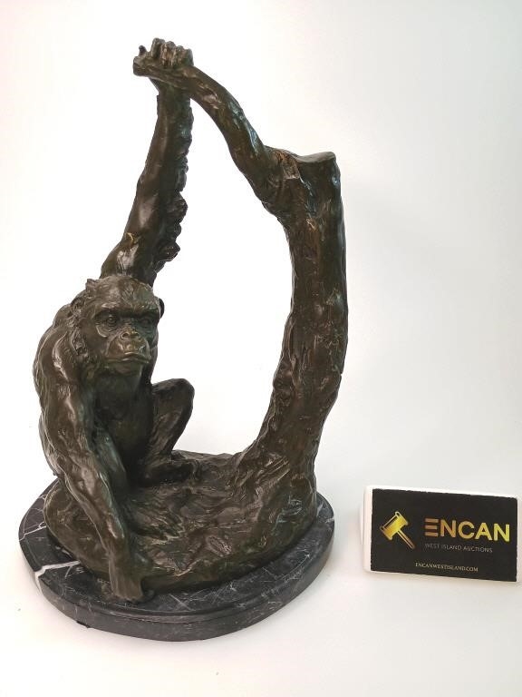 Artwork by Miguel Fernando López (Milo), Bronze Chimpanzee Sculpture, Made of Bronze