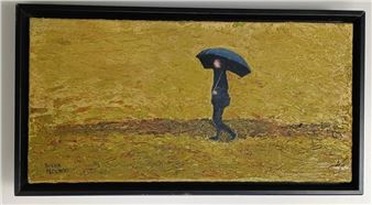 Walking in the rain, Impasto Oil - Alexander Denis