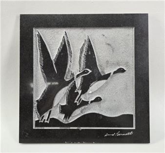 Carved Soapstone Canada Geese Plaque - David Bernett