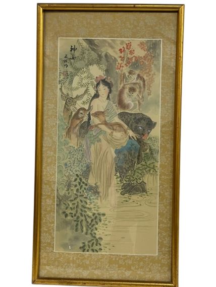 Goddess or Immortal with Animals by Chinese School