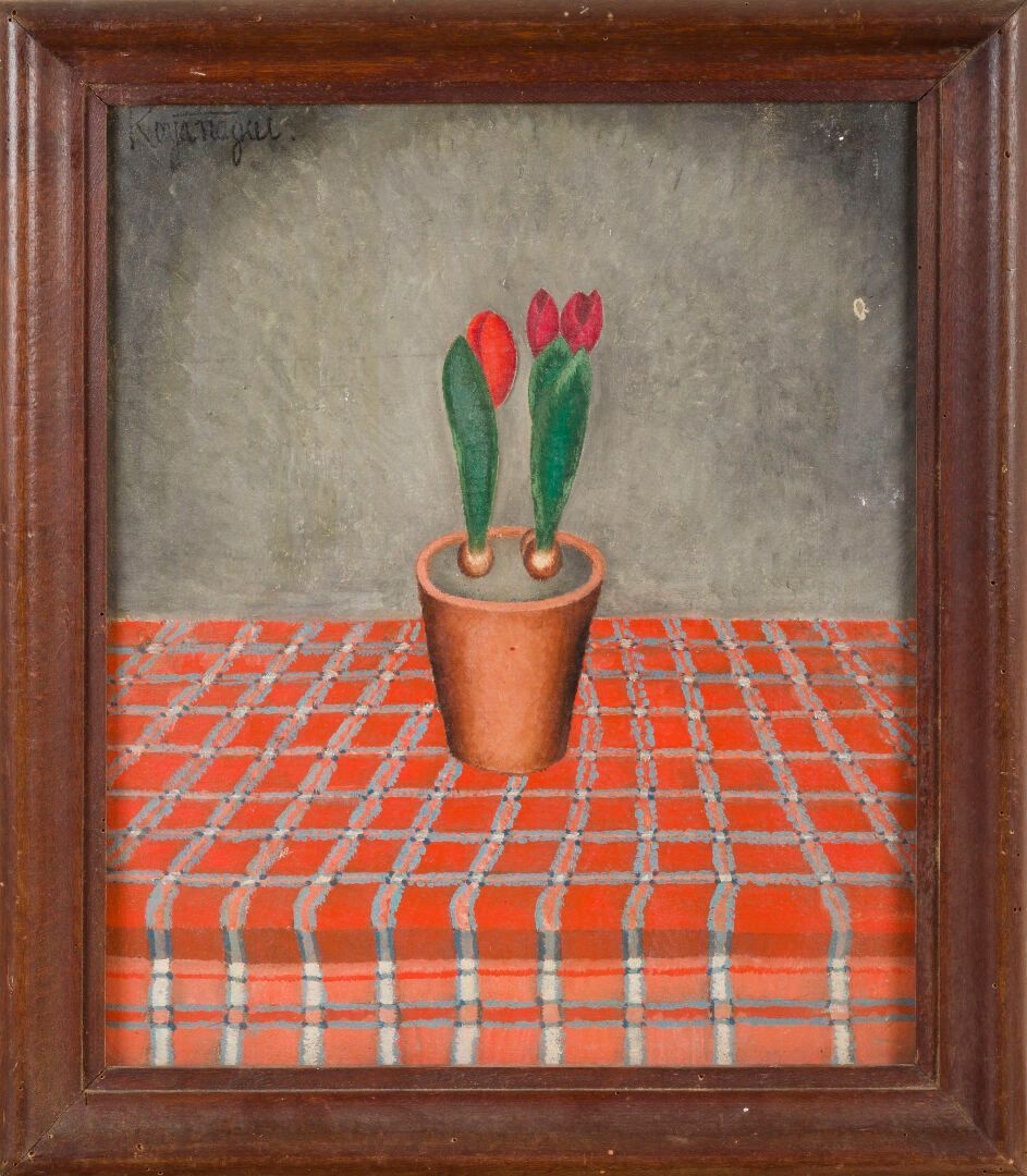Artwork by Sei Koyanagui, Tulips in a pot, Made of Oil On Canvas