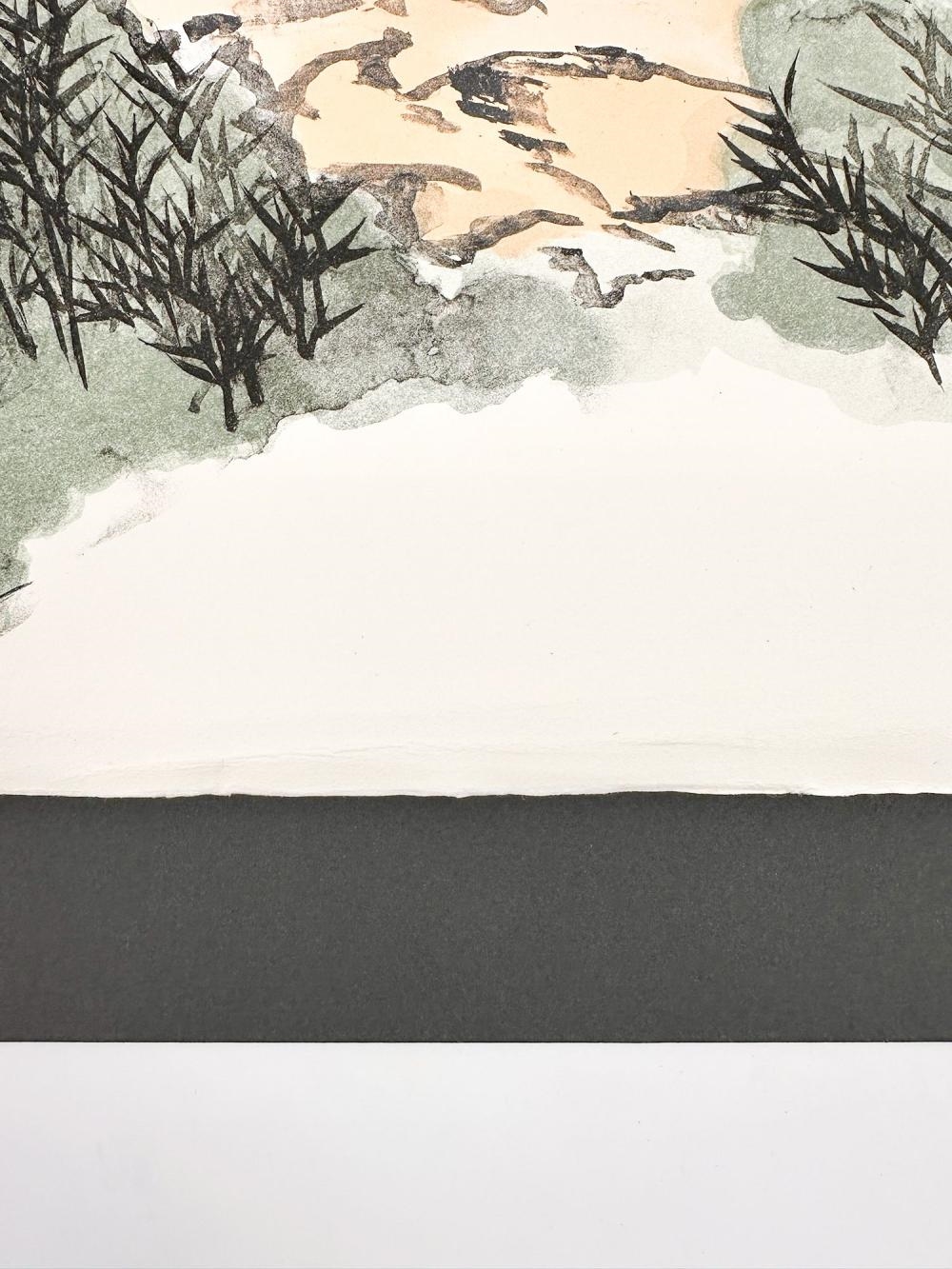 Artwork by Zhang Daqian, Temple in the Mountains, Made of Lithograph