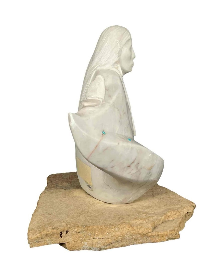 Artwork by Michael J. Chee, Woman With Butterflies, Made of Marble & Turquoise